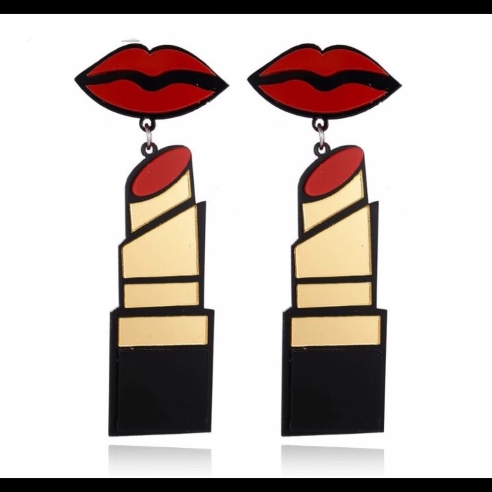 Lipstick Earrings Red